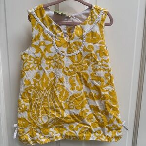 Le’ Za Me Yellow and White Floral Pattern Sleeveless Scoop Neck Dress Sundress